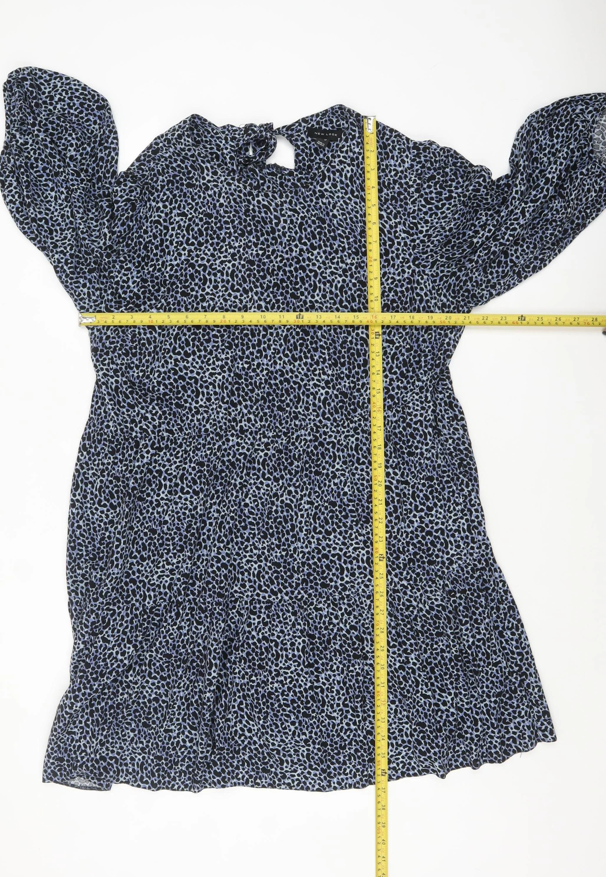New Look Women's Blue Animal Print Shift Dress Size 16 - Image 2