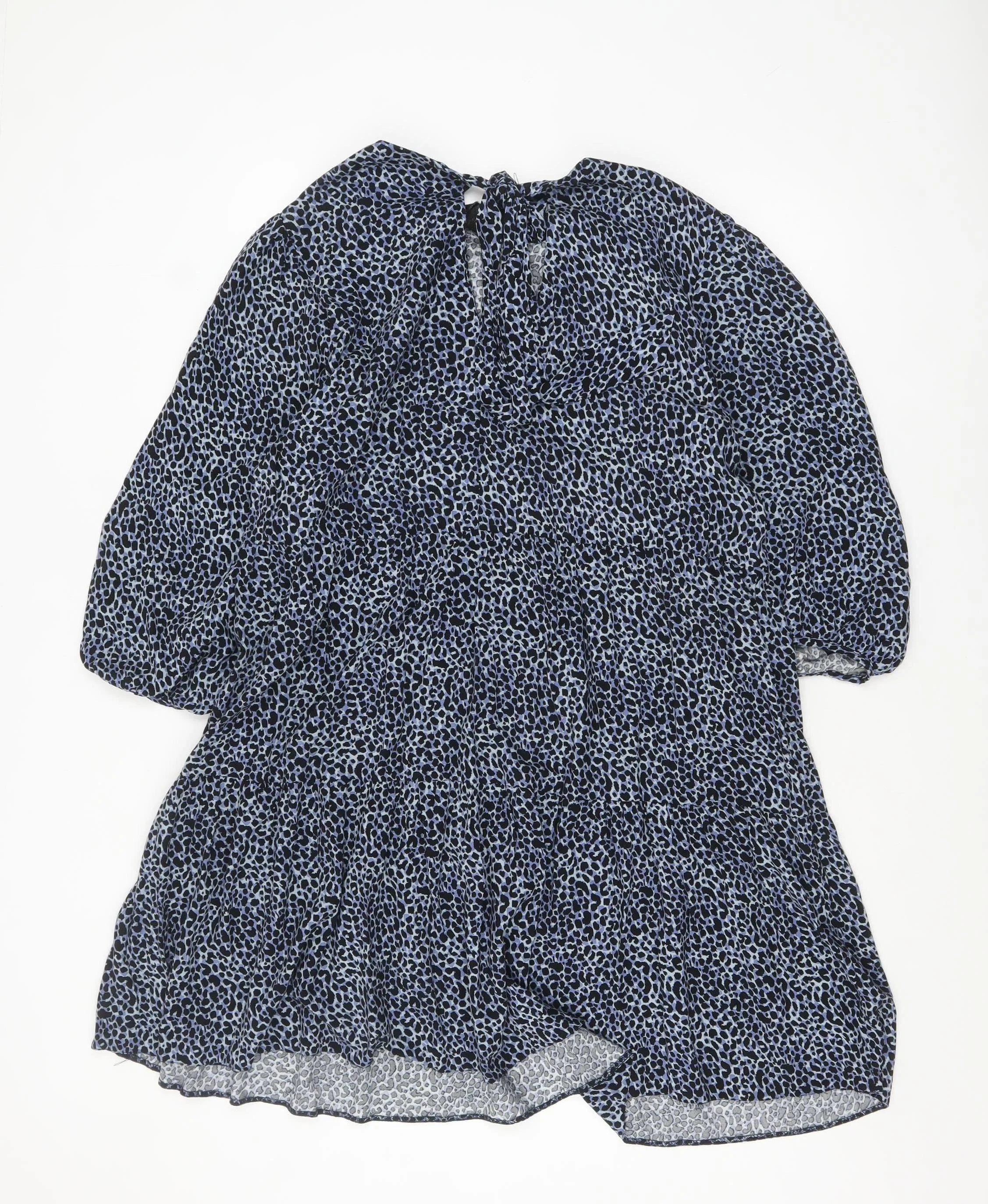 New Look Women's Blue Animal Print Shift Dress Size 16 - Image 3