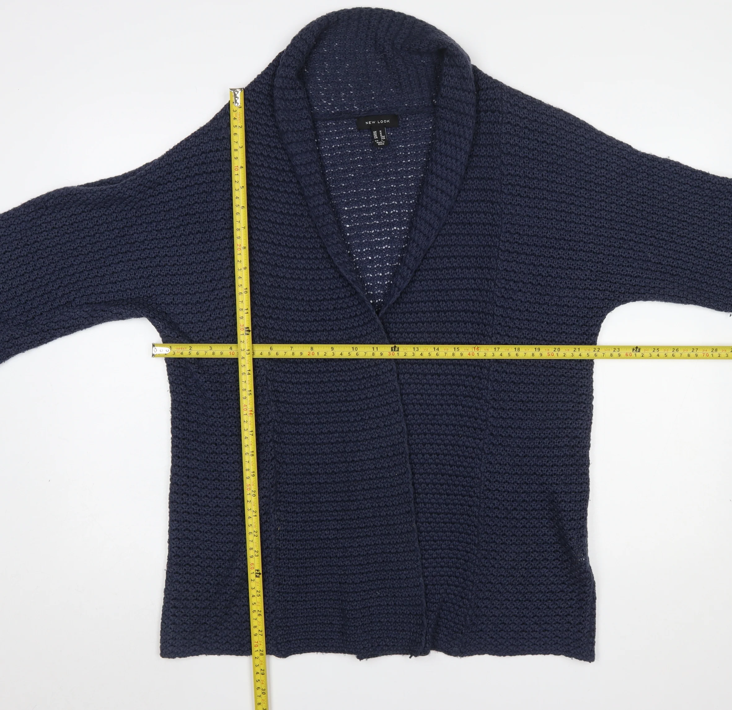 New Look Women's Blue Chunky Knit Open Cardigan Size M - Image 2