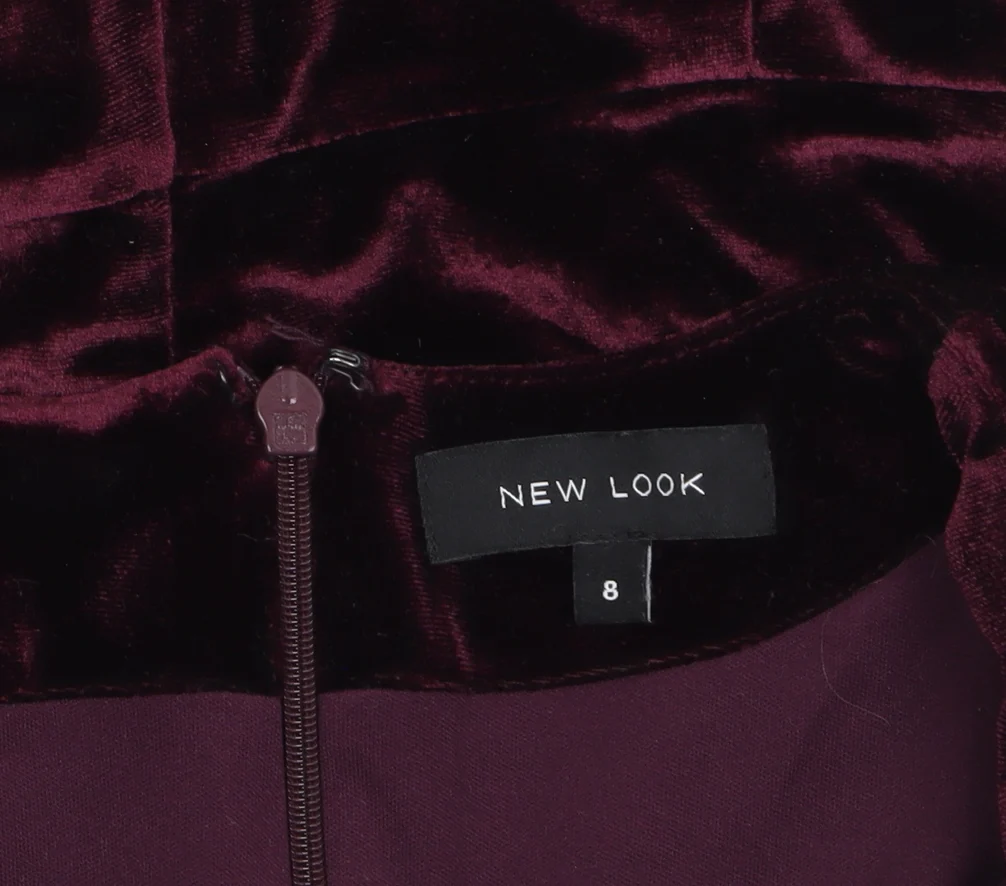 New Look Womens Burgundy Velvet Playsuit Size 8 Short Sleeve Partywear - Image 5