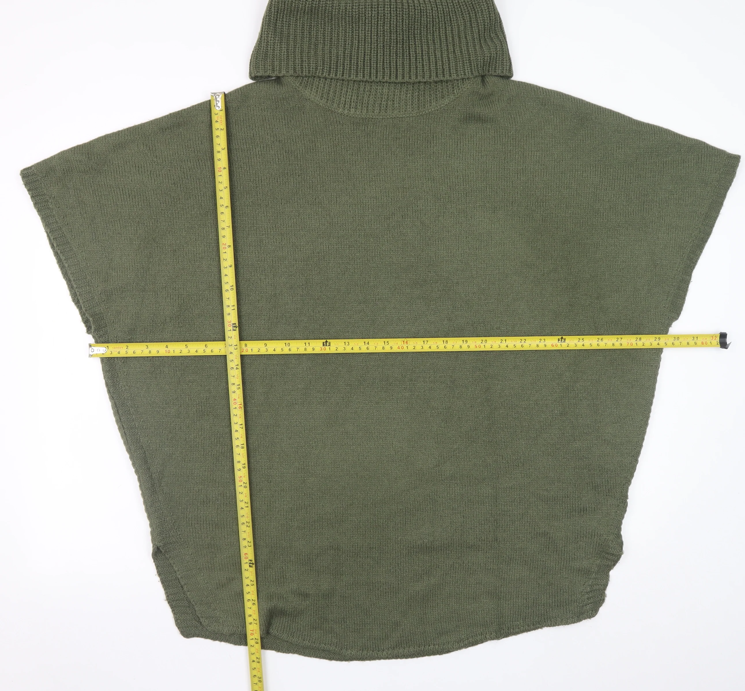 New Look Women's Green Roll Neck Sleeveless Cape Jumper Size 12 - Image 2