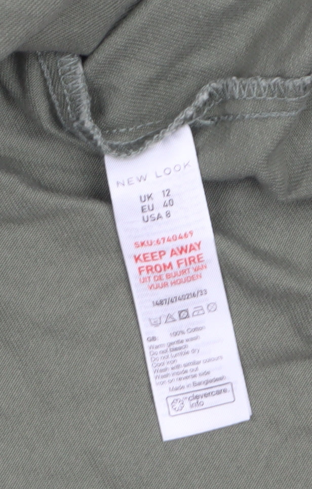 New Look Womens Green Size 12 Military Cotton Jacket - Image 4