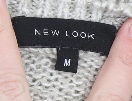 New Look Women's Grey Cable-Knit Pullover Jumper Size M - Image 4