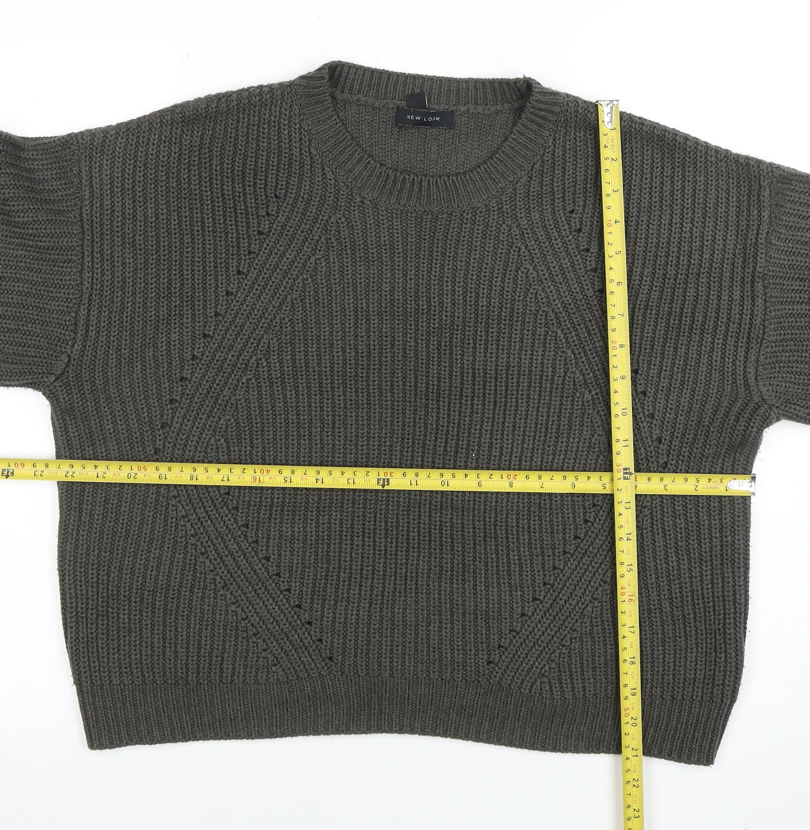New Look Womens Grey Chunky Knit Crew Neck Pullover Jumper M - Image 2