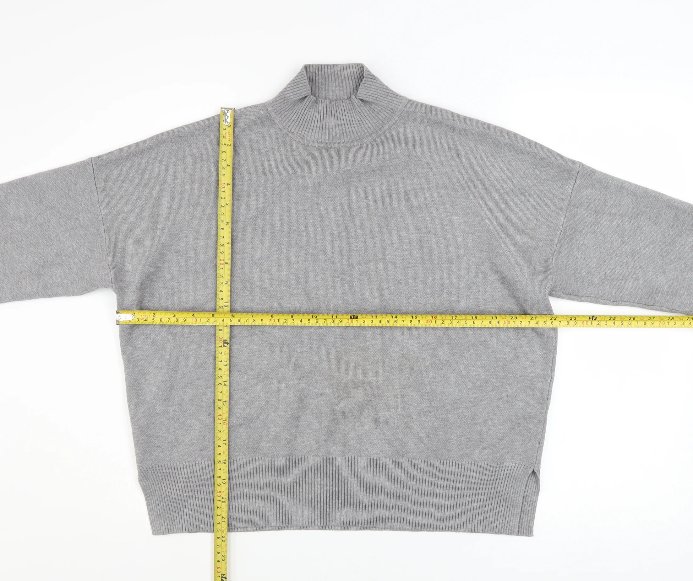 New Look Womens Grey Mock Neck Relaxed Fit Knit Jumper Size M - Image 2
