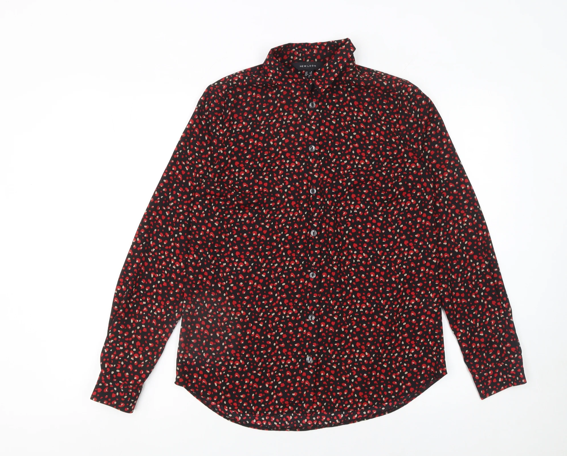 New Look Women's Multicoloured Animal Print Button-Up Shirt Size 8