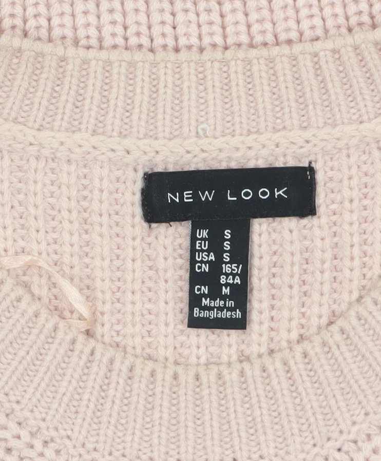 New Look Women's Pink Chunky Knit Jumper Size S Crew Neck - Image 5