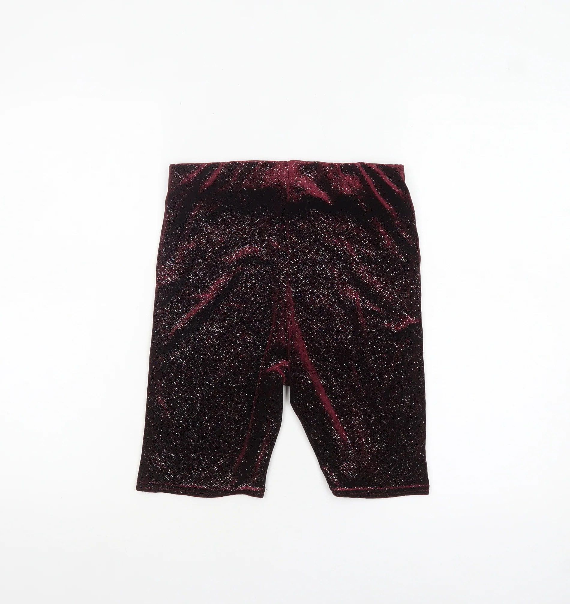 New Look Women's Red Glitter Velvet Biker Shorts Size 8 - Image 3