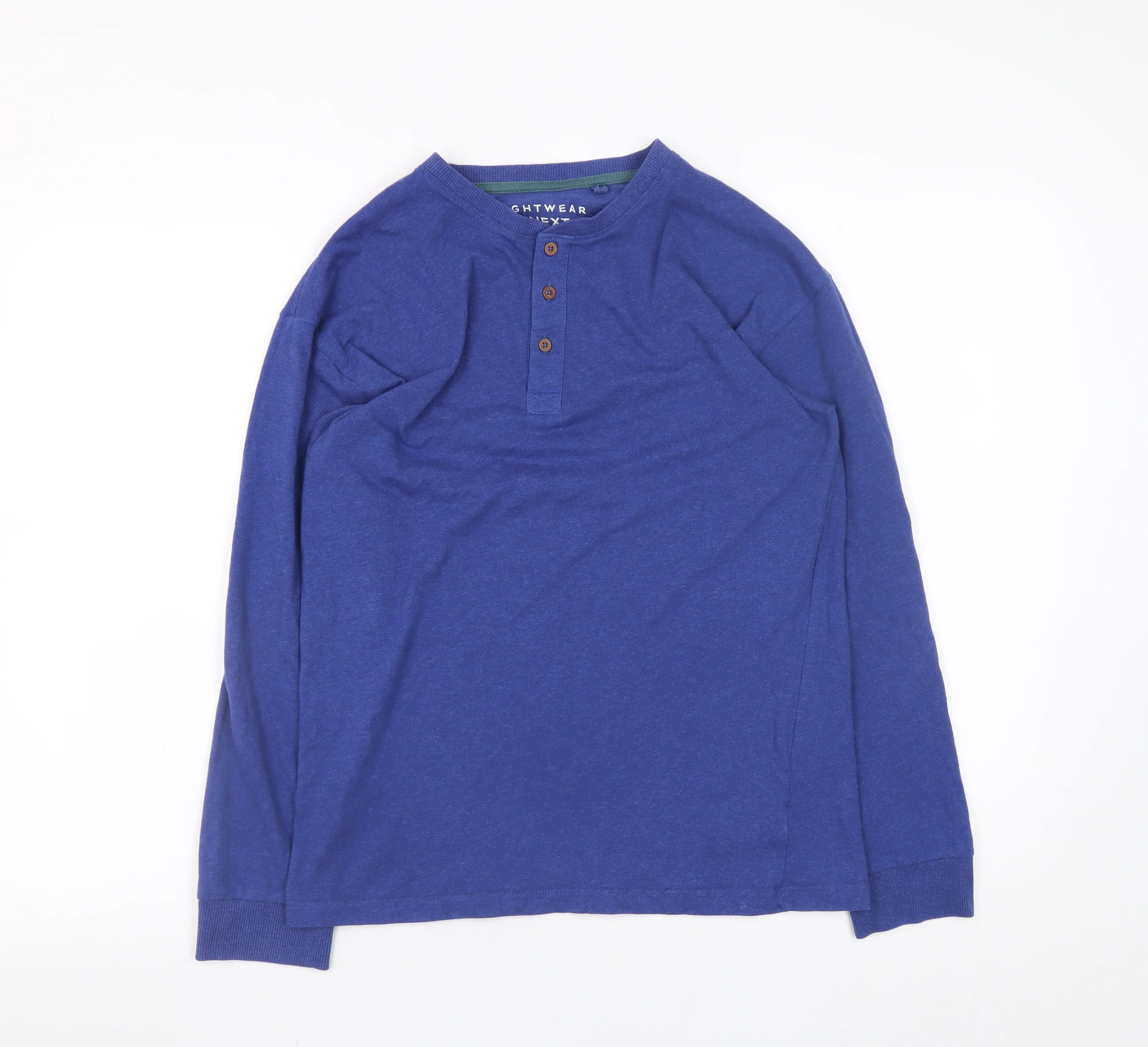 Next Boys Blue Henley Long Sleeve Pyjama Top 12 Years Cotton Blend