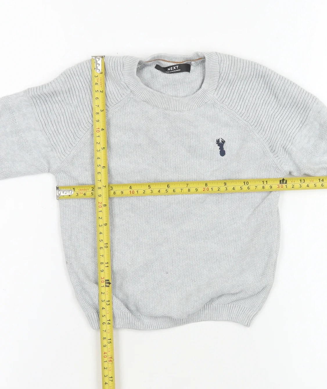 Next Boys Grey Cotton Jumper 3 Years Crew Neck Pullover - Image 2