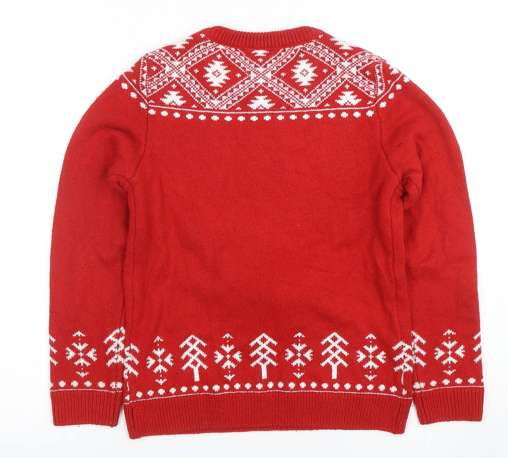 Next Boys Red Christmas Reindeer Jumper 9-10 Years Crew Neck Knit - Image 3