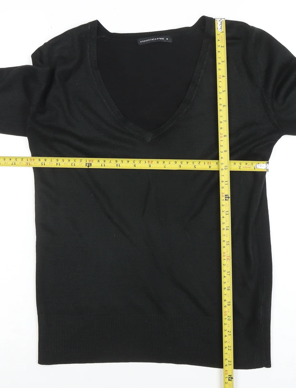 Next Essentials Women's Black Acrylic V-Neck Long Sleeve Jumper Size 10 - Image 2