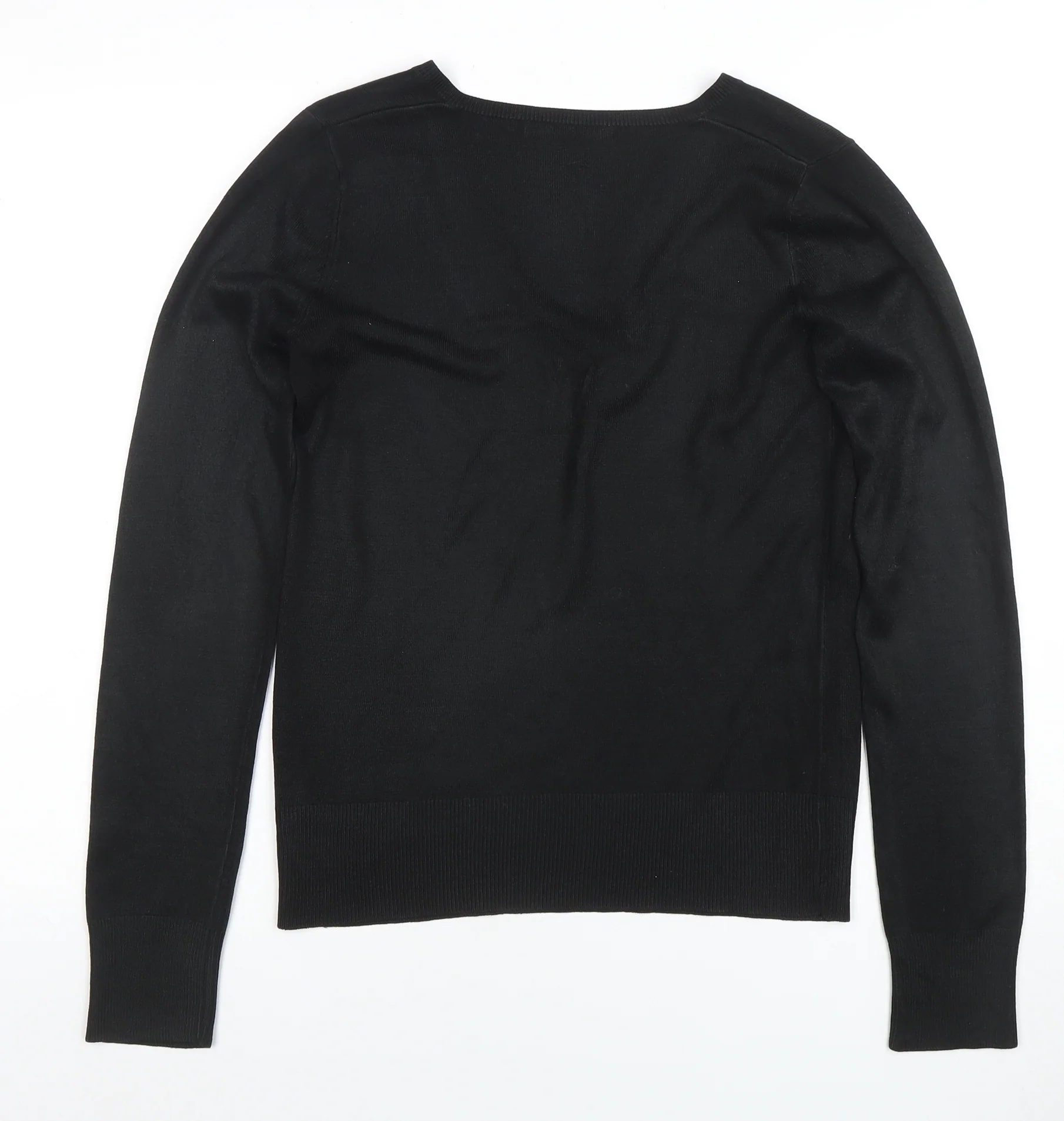 Next Essentials Women's Black Acrylic V-Neck Long Sleeve Jumper Size 10 - Image 3