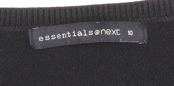 Next Essentials Women's Black Acrylic V-Neck Long Sleeve Jumper Size 10 - Image 4