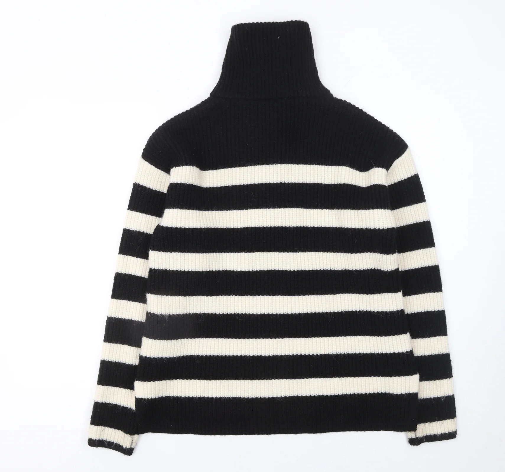 NEXT Girls Black & Ivory Striped 1/2 Zip Ribbed Jumper 15 Years - Image 3