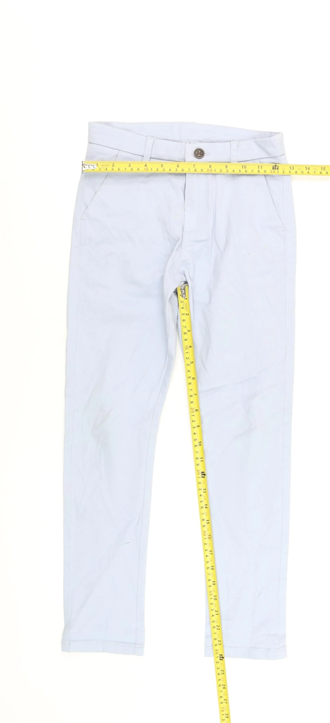 Next Girls Blue Chino Trousers 10 Years Cotton Elastane Casual Pants - Image 2