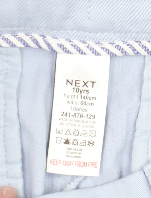 Next Girls Blue Chino Trousers 10 Years Cotton Elastane Casual Pants - Image 4