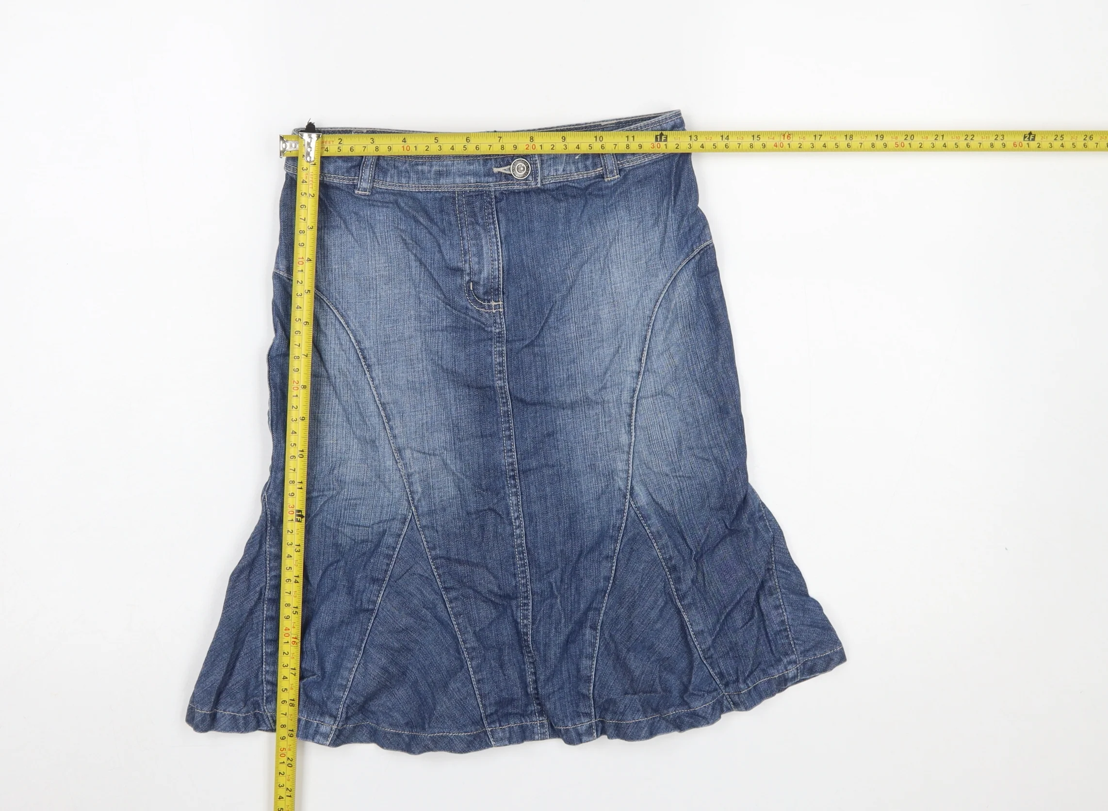 Next Girls Blue Denim A-Line Skirt 9 Years Belt Loops Casual Cotton - Image 2