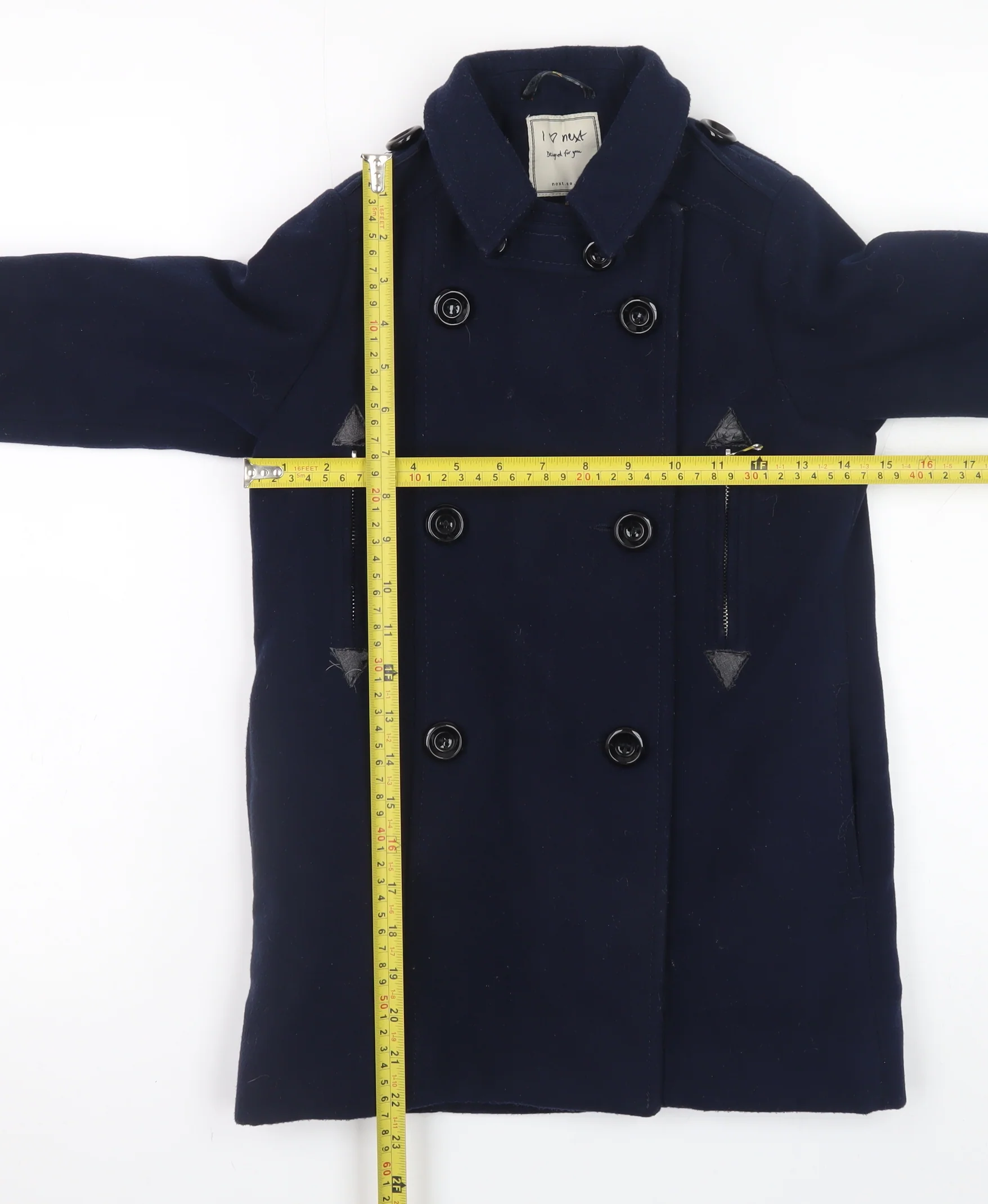 Next Girls Blue Double-Breasted Pea Coat Age 6 Years Lined Button-Up - Image 2