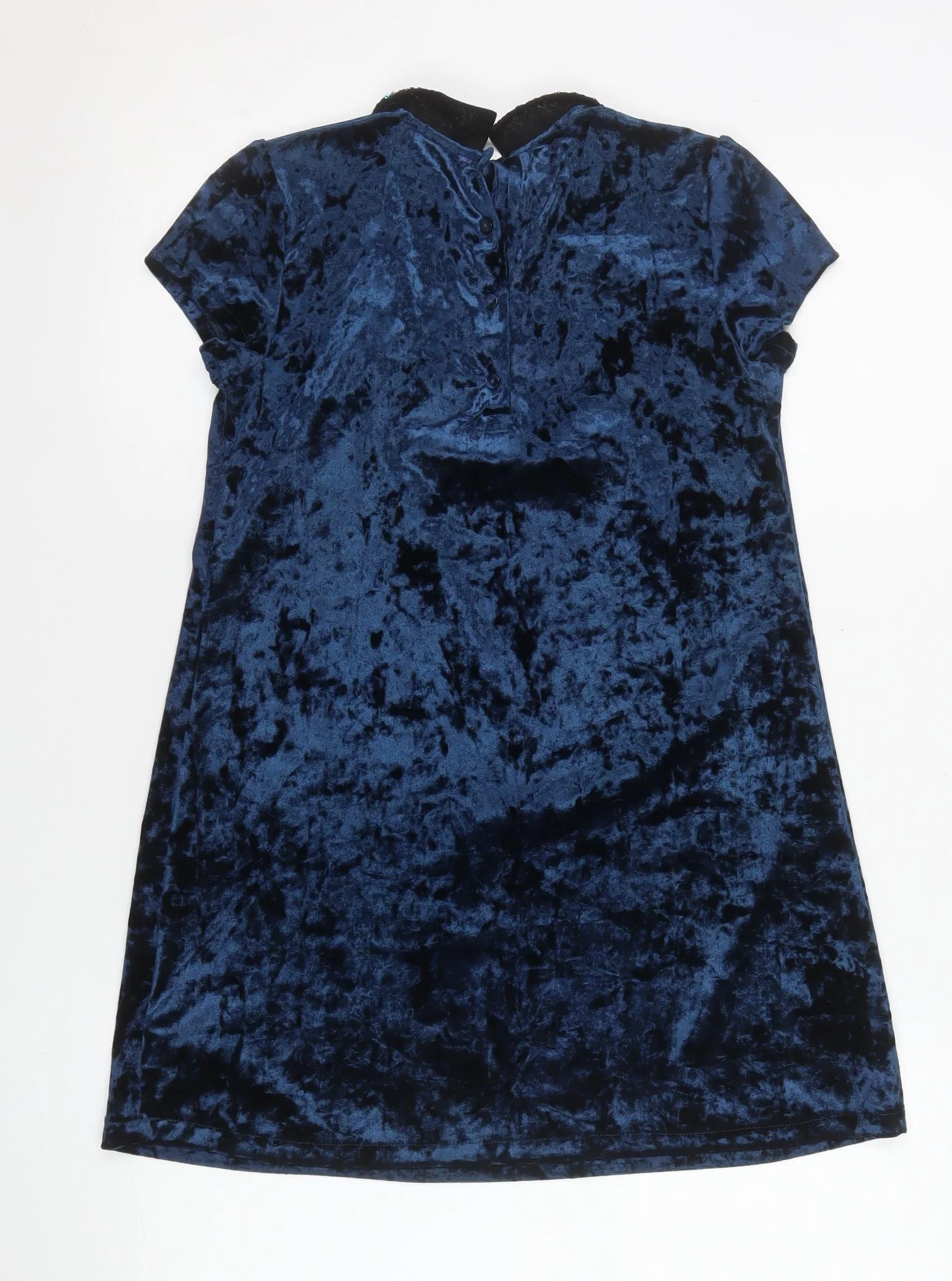 Next Girls Blue Velvet Sequin Collar Shift Party Dress 9 Years - Image 3