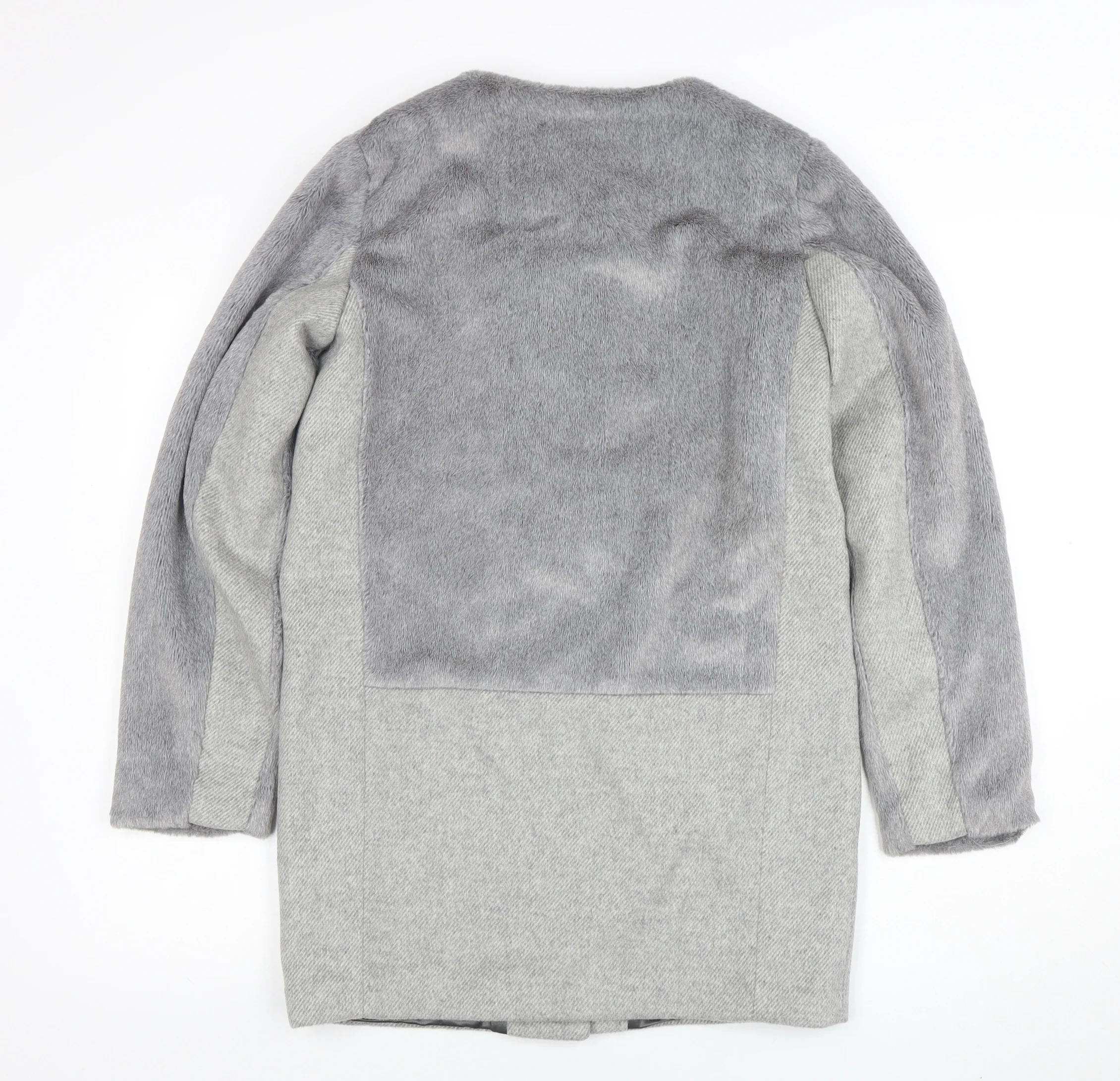 Next Girls Grey Wool Blend Zip Pocket Lined Mid-Length Coat 14 Years - Image 3