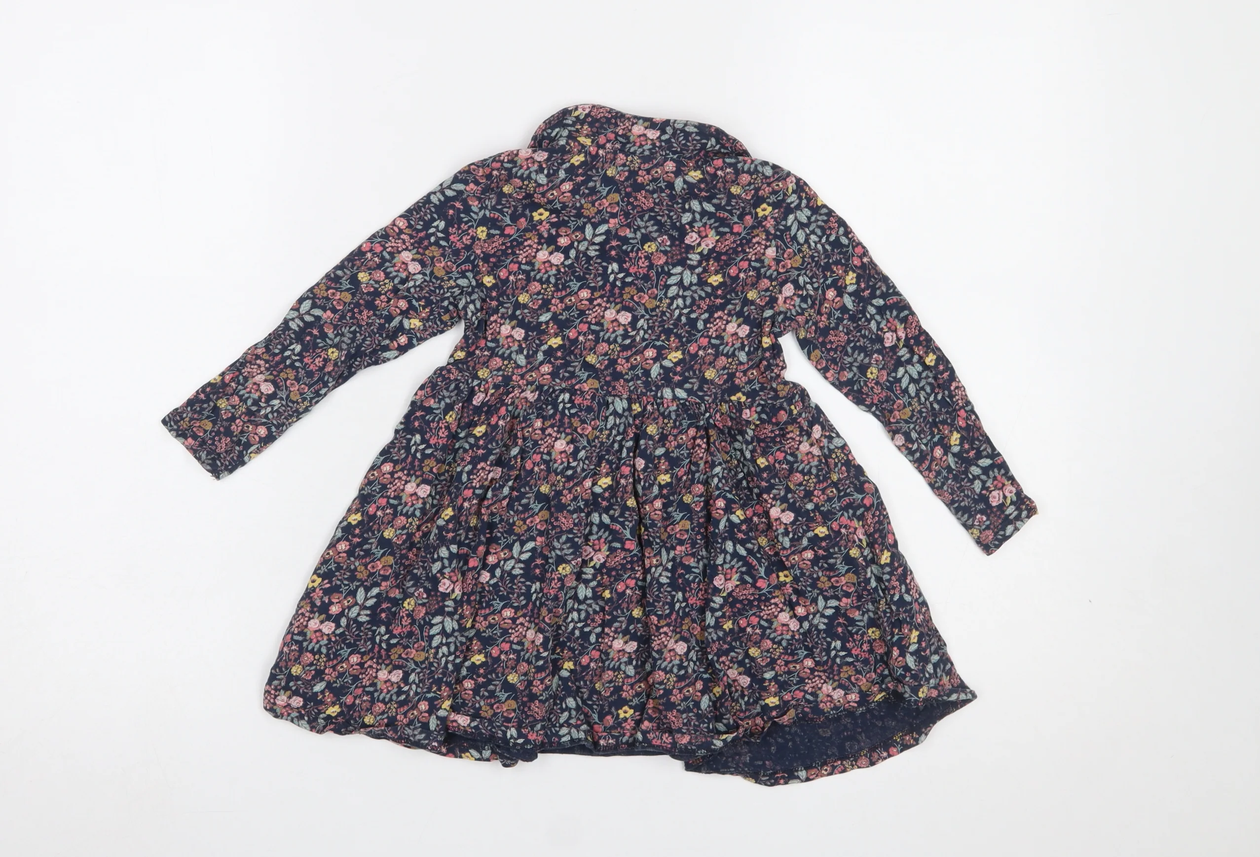 Next Girls Multicoloured Floral Cotton Shirt Dress 2 Years - Image 3