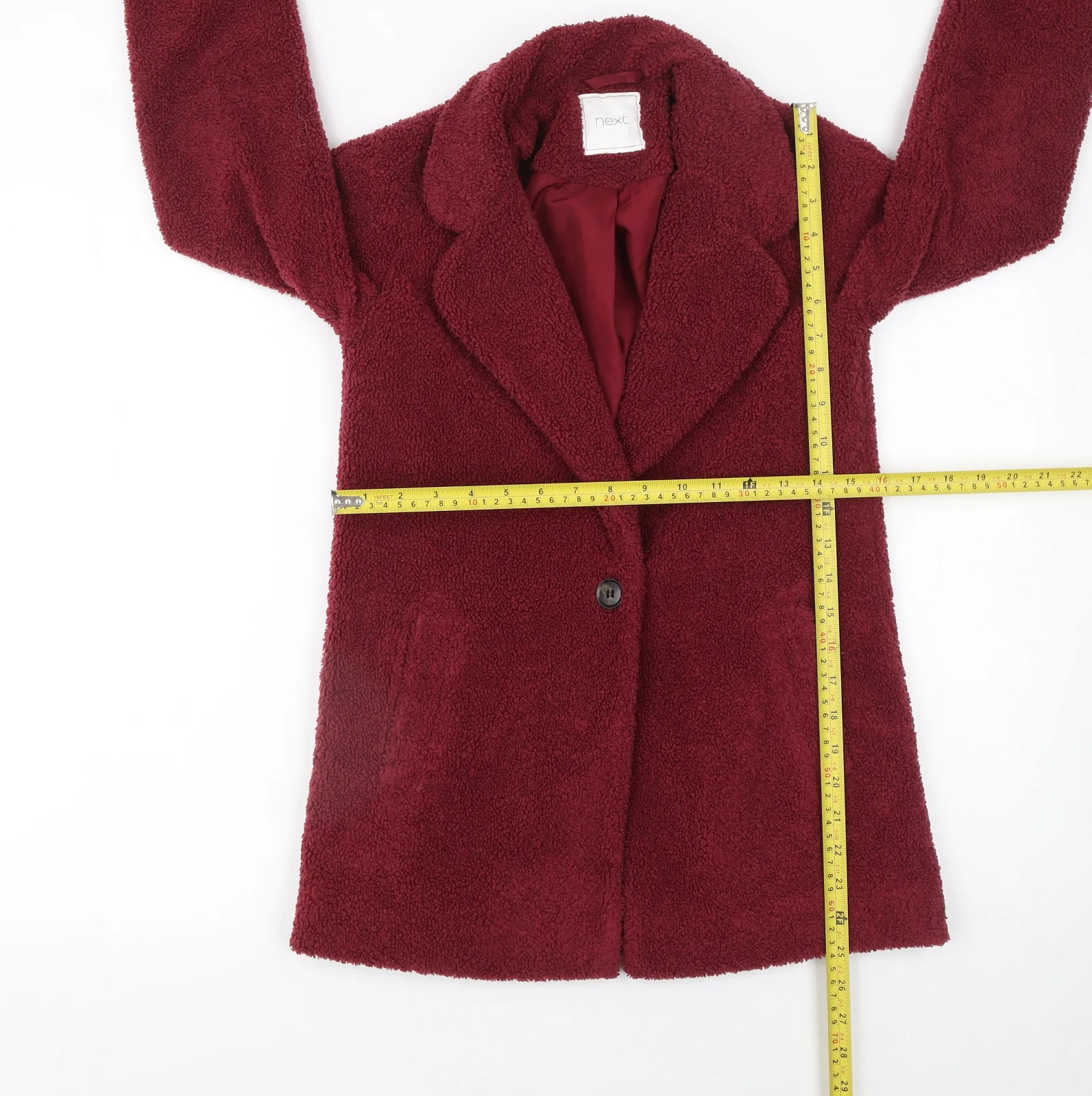 Next Girls Red Faux Shearling Basic Coat 10 Years Lined Winter Outerwear - Image 2