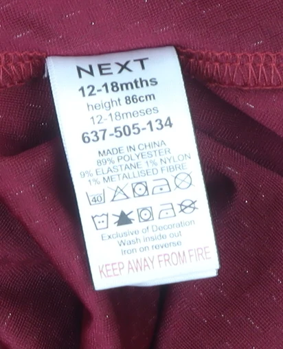 Next Girls Red Velvet A-Line Party Dress 2XS Short Sleeve Winter - Image 4