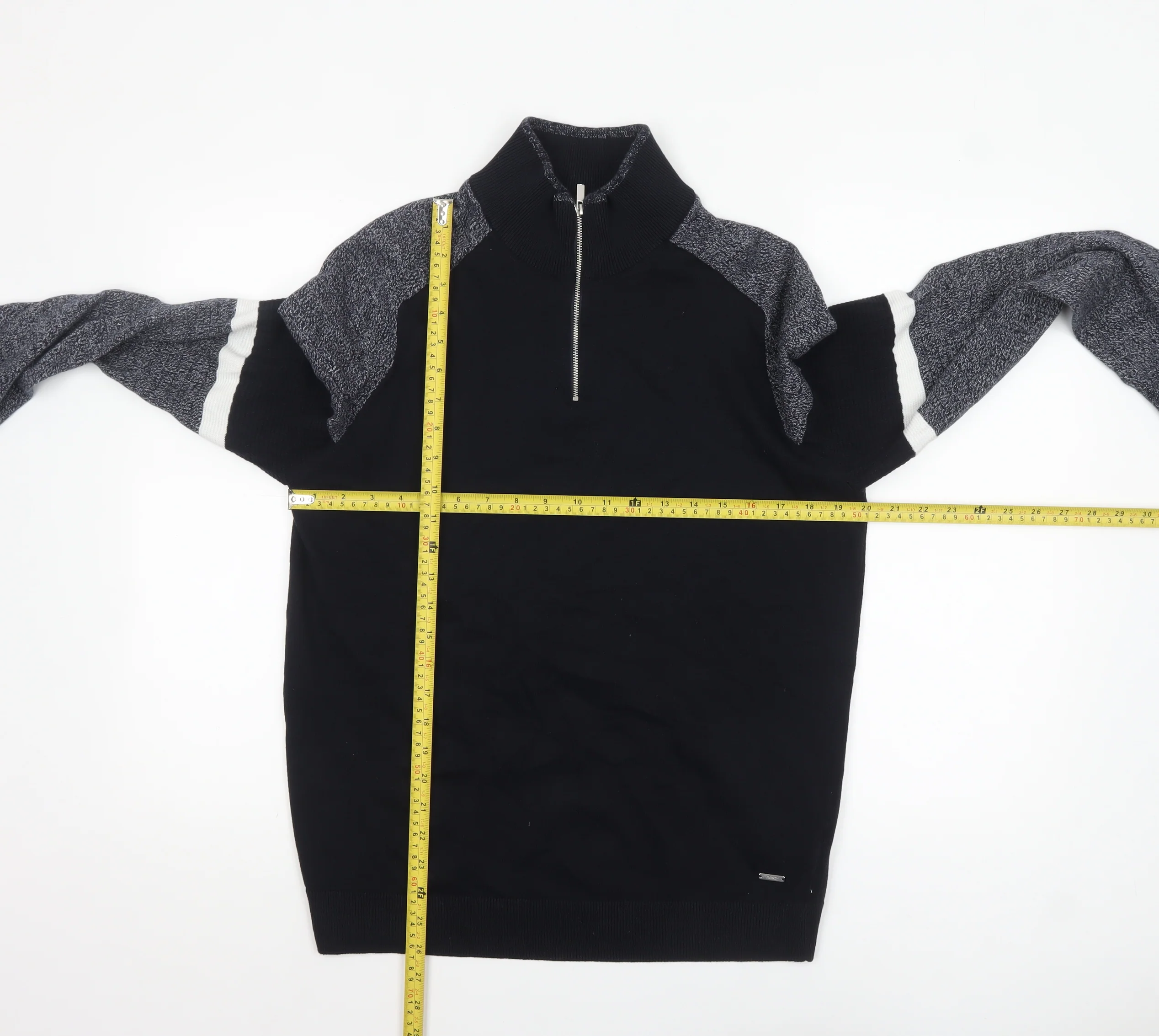 Next Men Black Cotton Half Zip High Neck Jumper Size L - Image 2