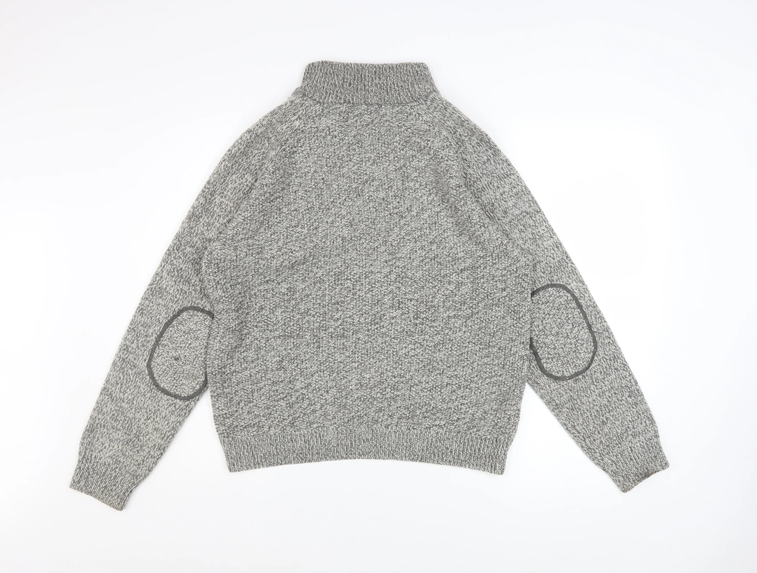 Next Men Grey Henley Jumper M Chunky Knit Wool Blend - Image 3