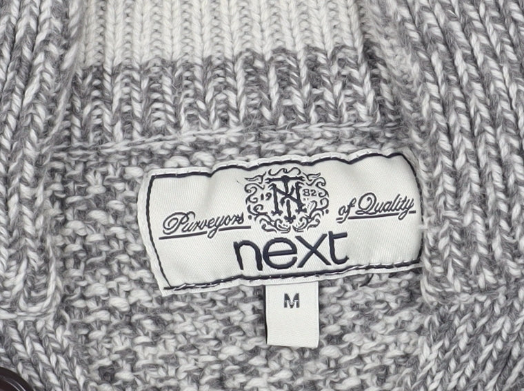 Next Men Grey Henley Jumper M Chunky Knit Wool Blend - Image 5
