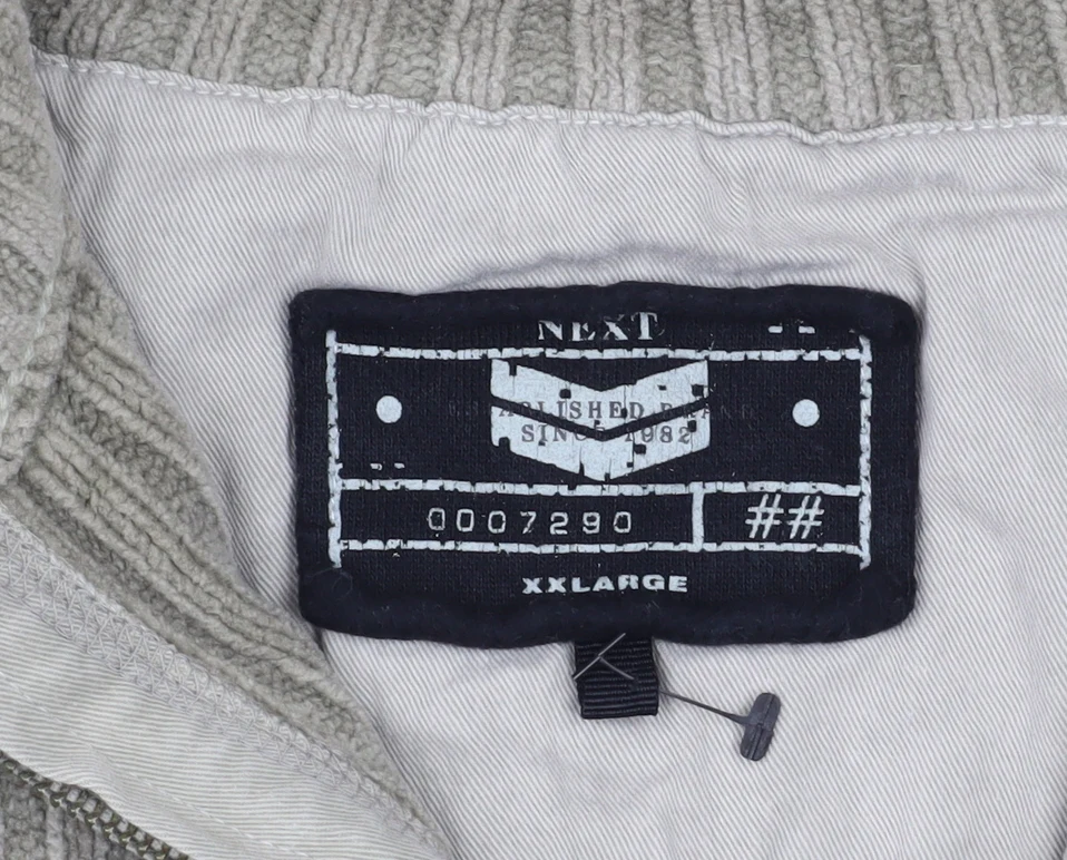 Next Men’s Beige 2XL Ribbed 1/4 Zip Cotton Sweatshirt - Image 4