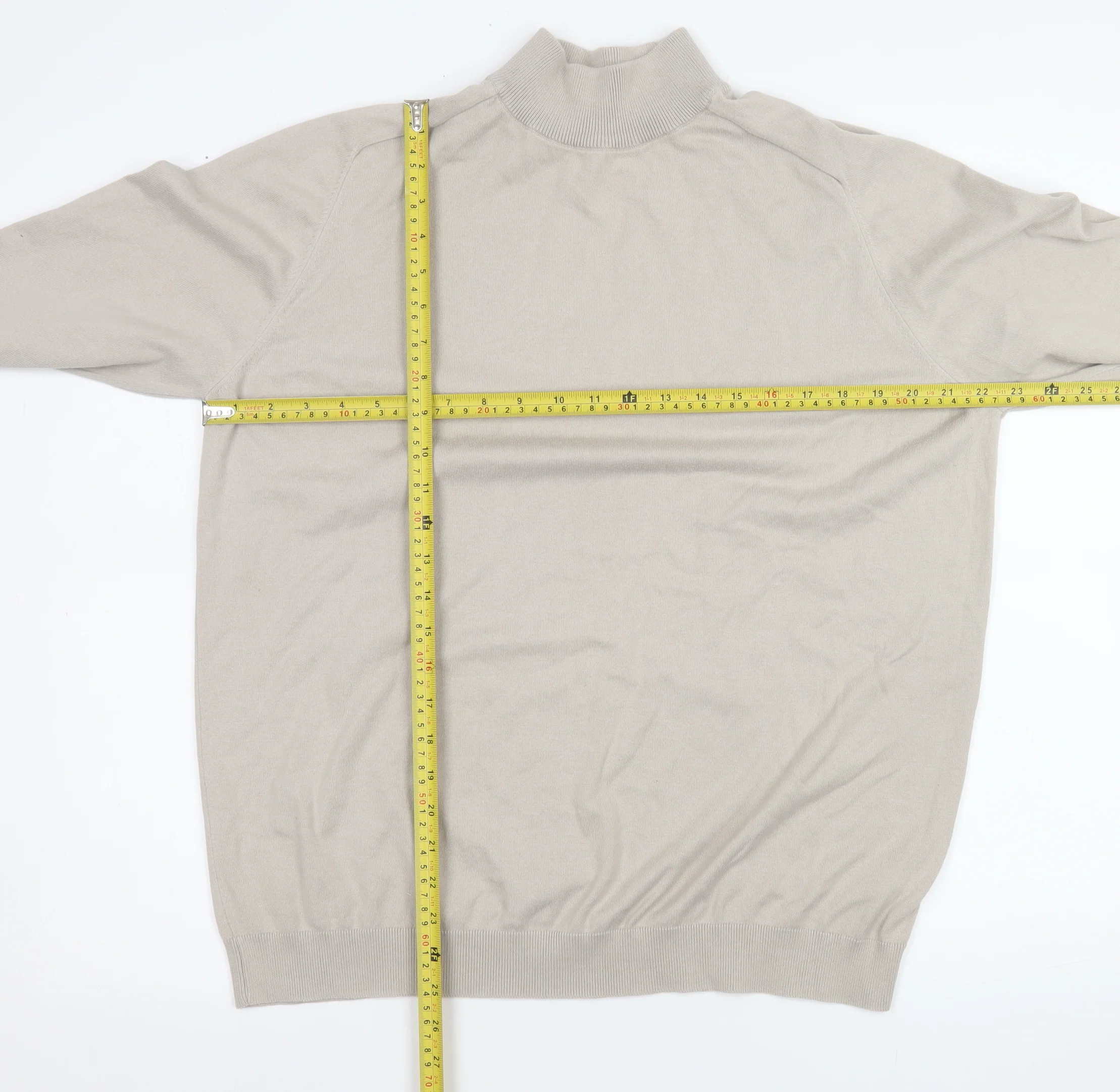 Next Men’s Beige Mock Neck Cotton Blend Jumper XL - Image 2