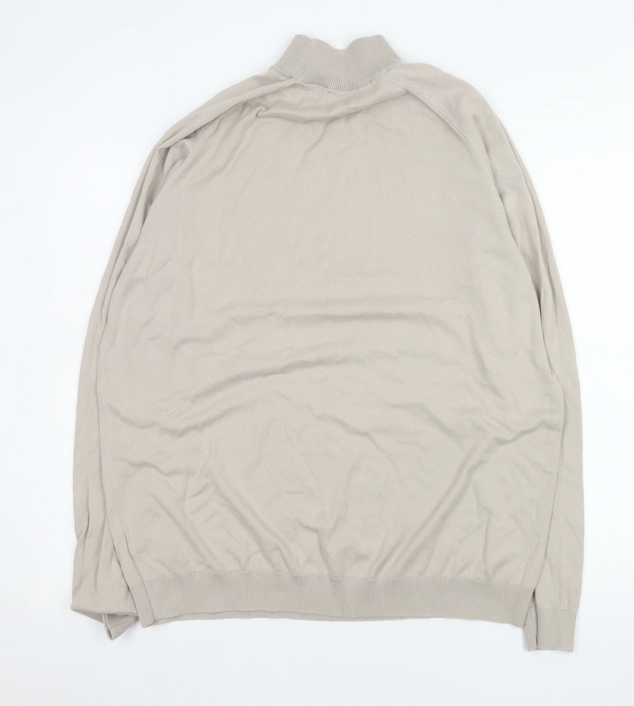 Next Men’s Beige Mock Neck Cotton Blend Jumper XL - Image 3