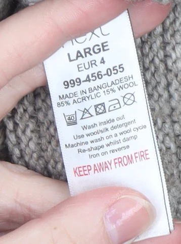 Next Men’s Beige Wool Acrylic Crew Neck Pullover Jumper Size L - Image 5