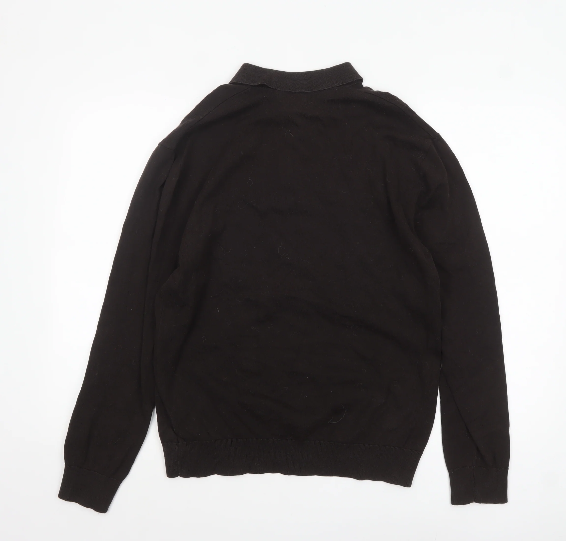 Next Men’s Black Collared Henley Jumper L Cotton Knit Classic - Image 3