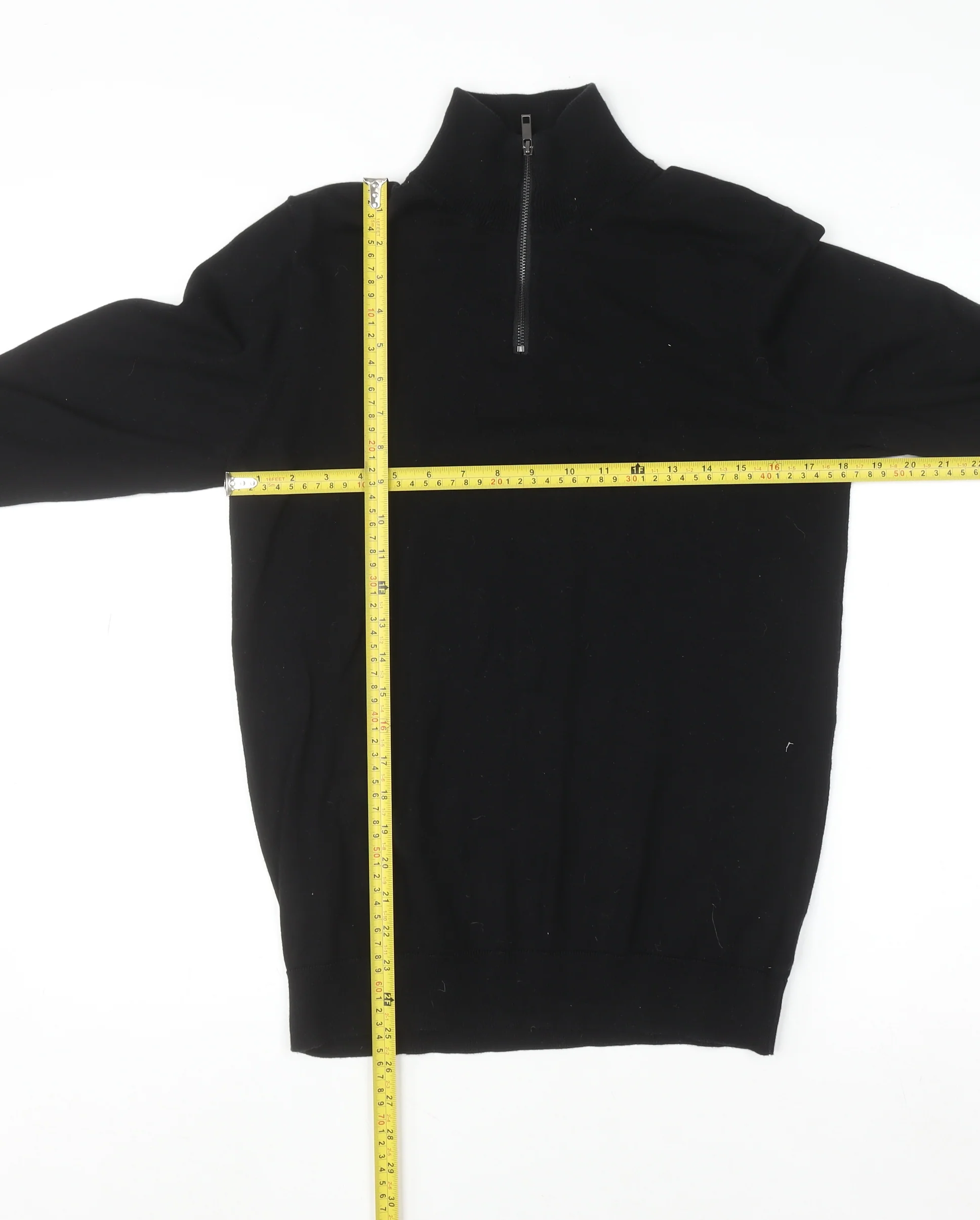 Next Men’s Black Cotton Blend 1/2 Zip High Neck Jumper Size S - Image 2