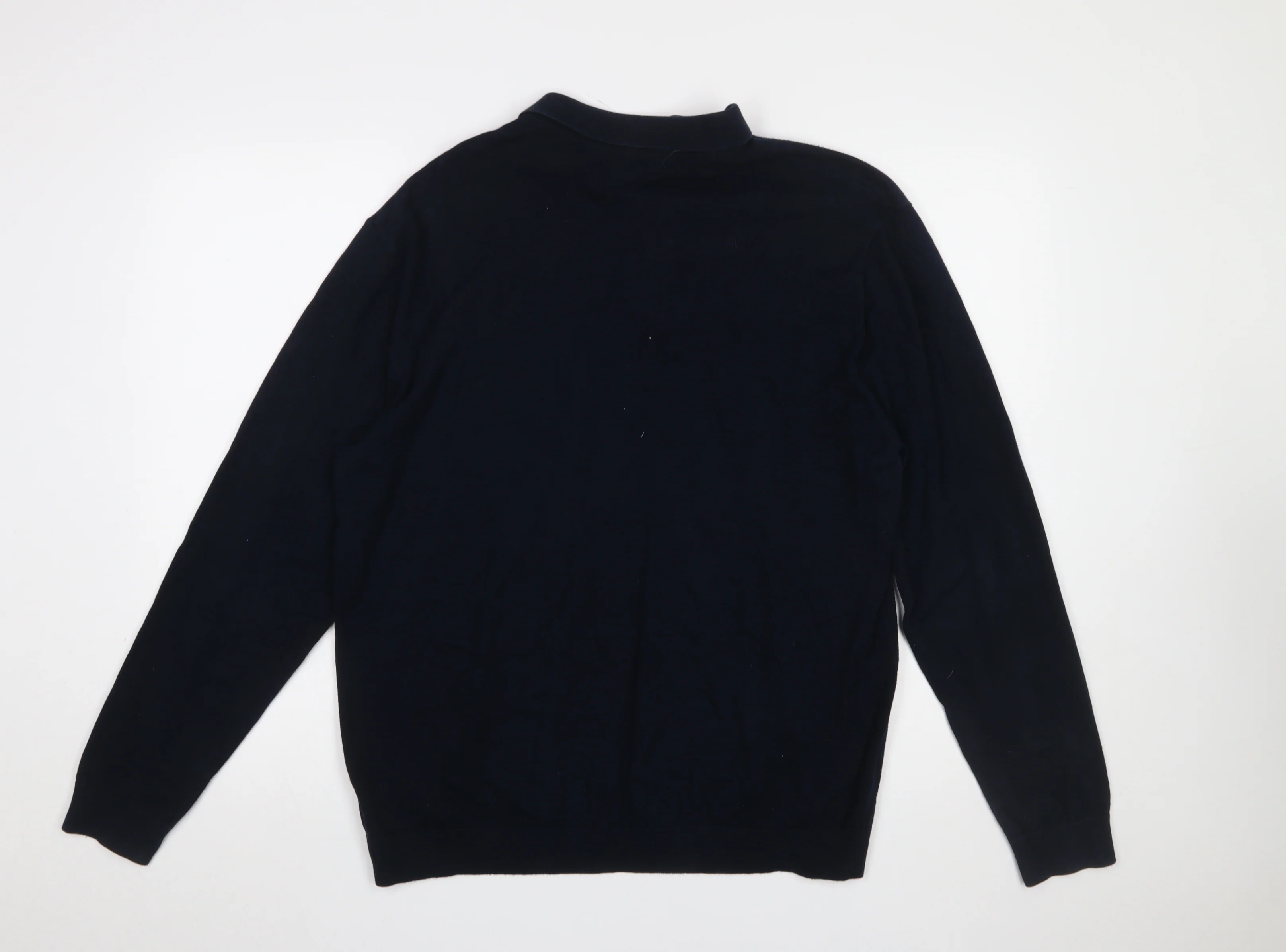 Next Men’s Black Cotton Collared Henley Jumper XL Classic Fit - Image 3
