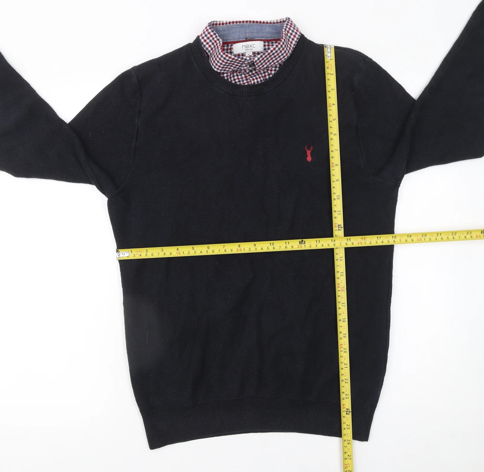 Next Men’s Black Cotton Crew Neck Pullover Jumper M - Image 2