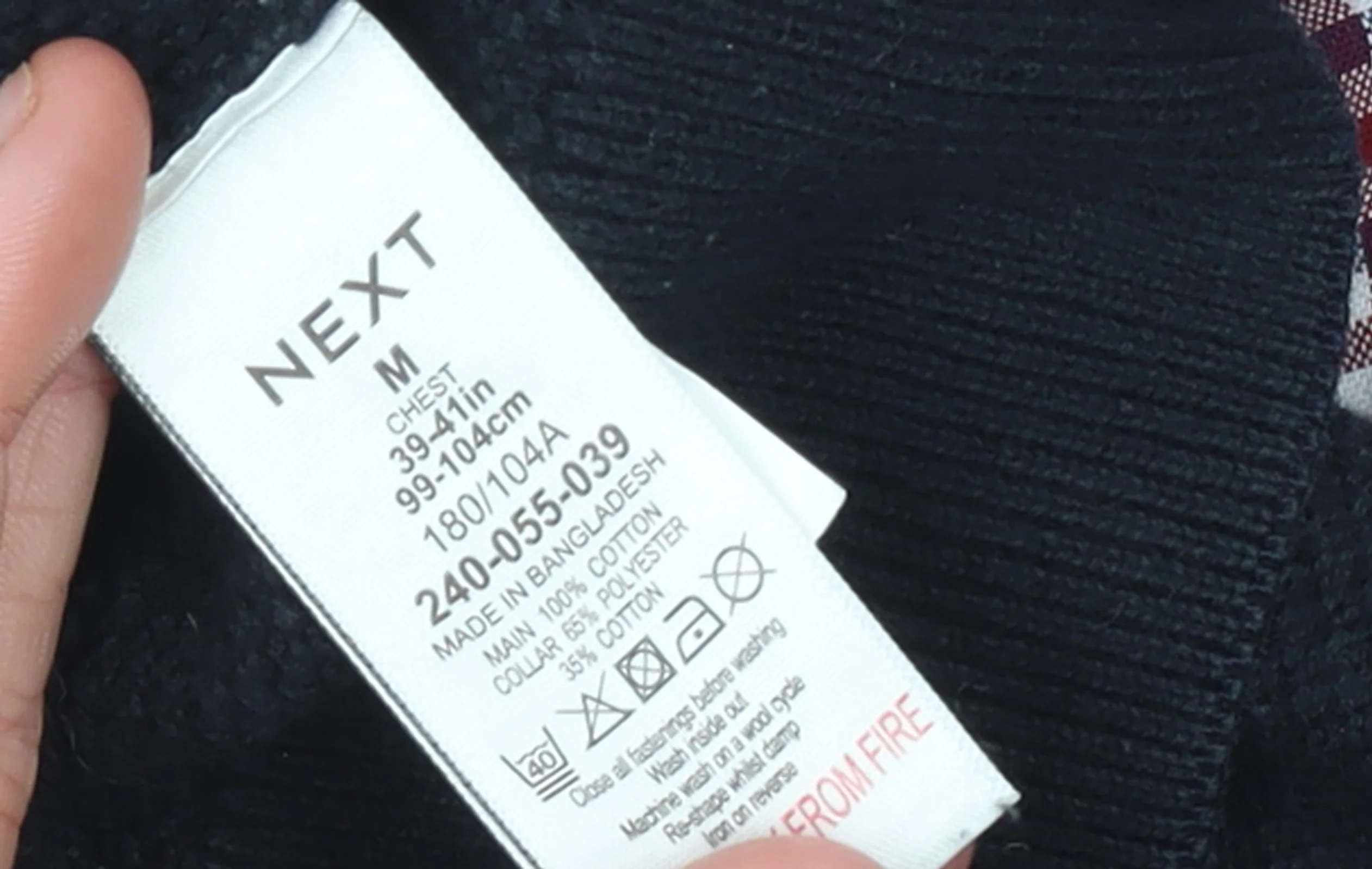 Next Men’s Black Cotton Crew Neck Pullover Jumper M - Image 4