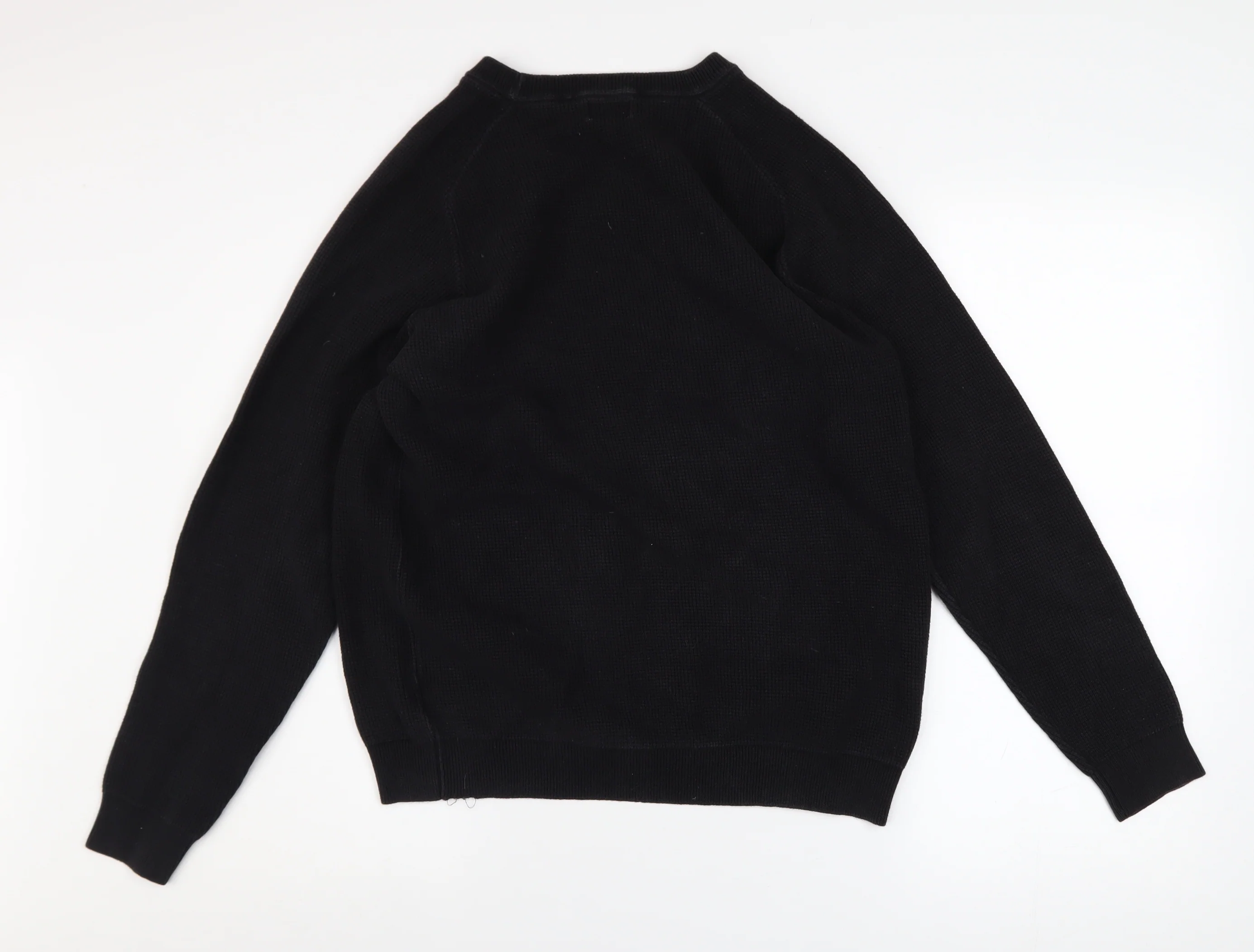Next Men’s Black Cotton Waffle Knit Pullover Jumper Size L - Image 3