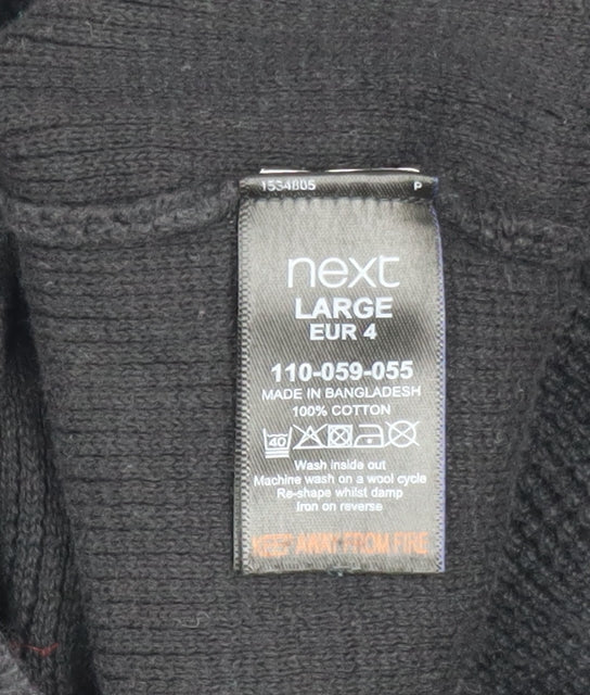 Next Men’s Black Cotton Waffle Knit Pullover Jumper Size L - Image 4