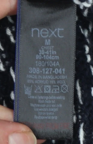 Next Men’s Black Fair Isle 1/4 Zip Christmas Jumper M - Image 4