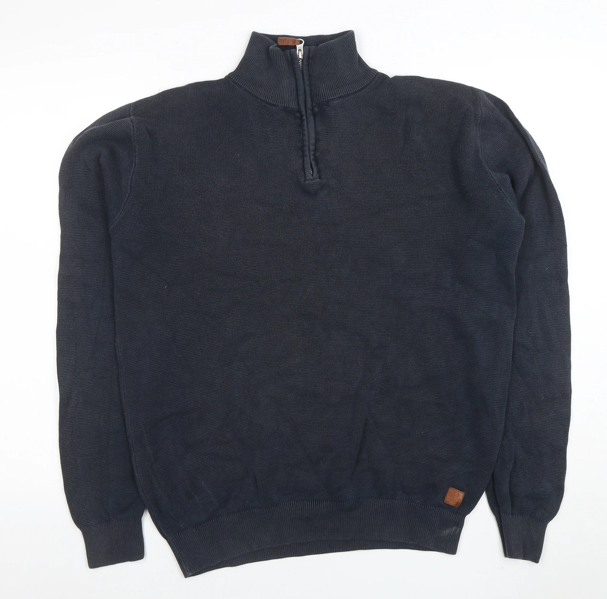 Next Men’s Blue 1/4 Zip High Neck Cotton Jumper Size M