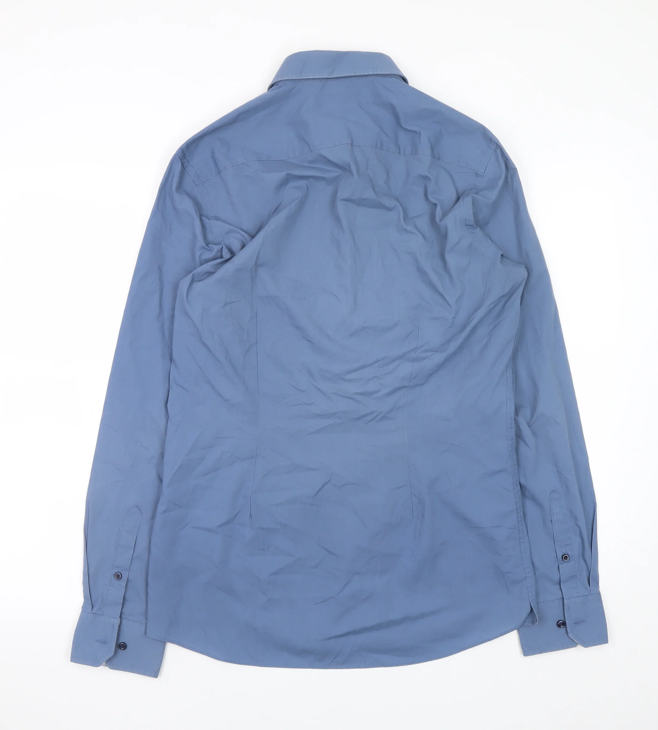 Next Men’s Blue Slim Fit Long Sleeve Button-Up Shirt 15.5in - Image 3
