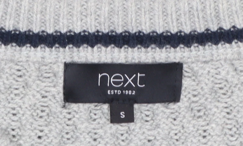 Next Men’s Grey Cable Knit Crew Neck Jumper Size S - Image 5
