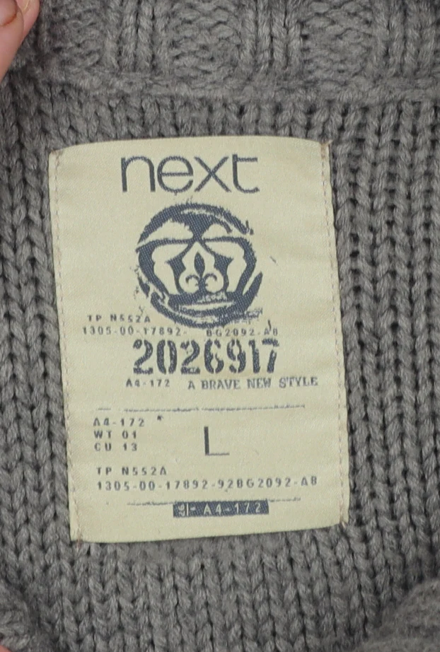 Next Men’s Grey Cable Knit High Neck Button Cardigan L - Image 5