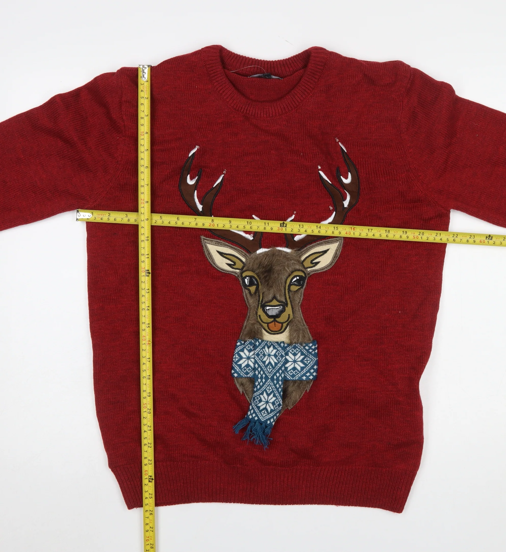 Next Men’s Red Reindeer Christmas Jumper L Knit Crew Neck - Image 2