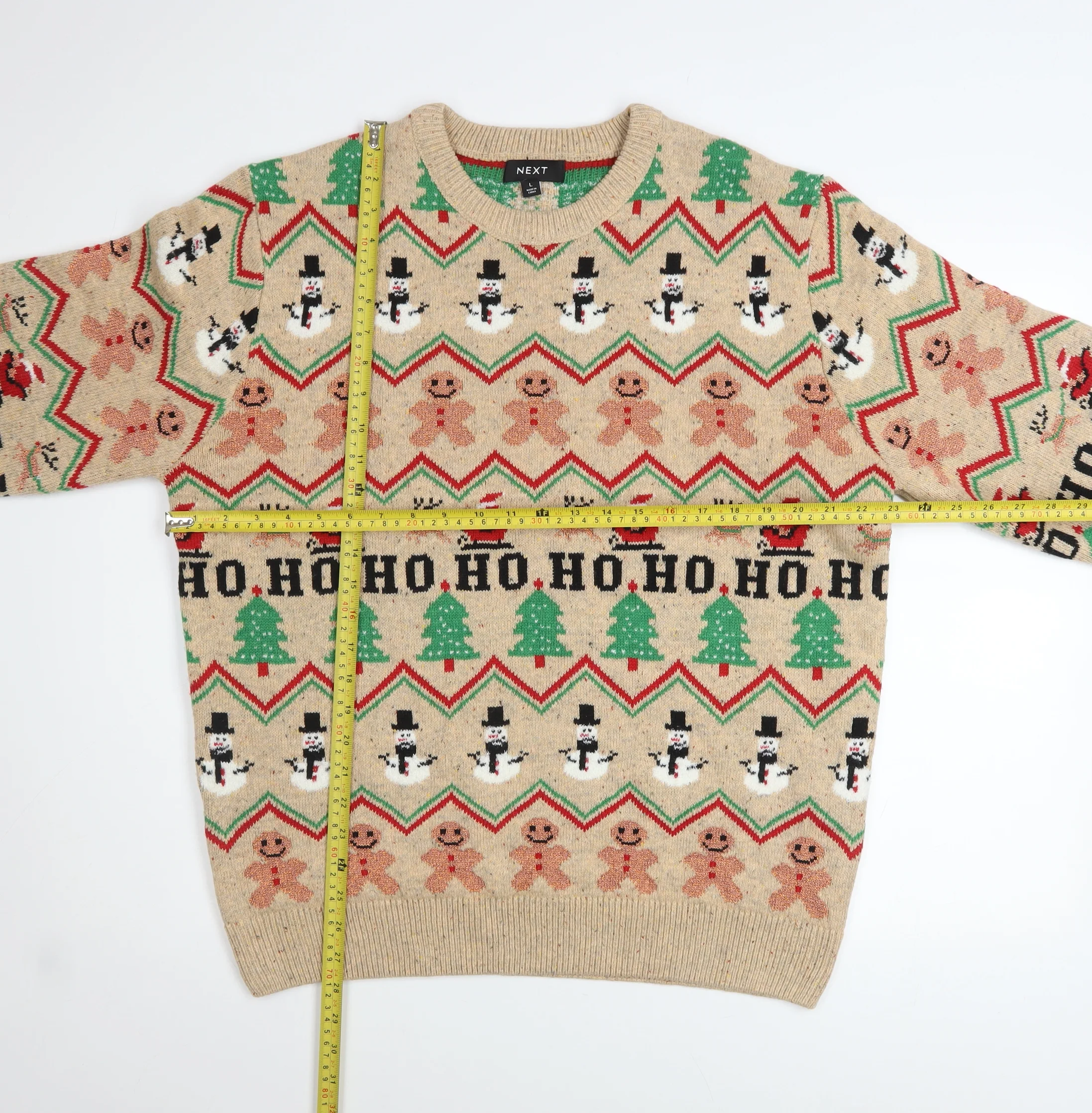 Next Men's Beige Christmas Fair Isle Jumper L Regular Fit - Image 2