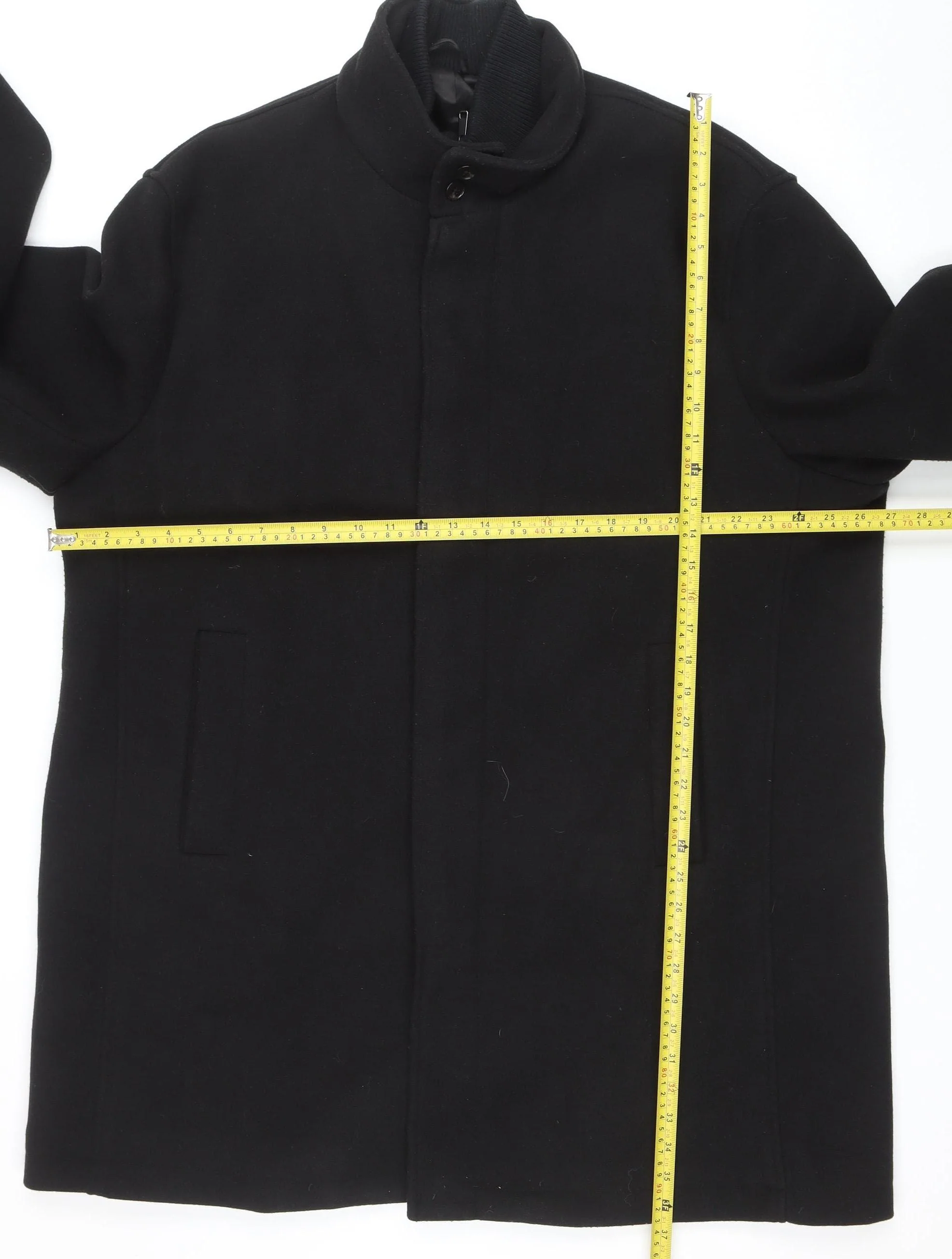 Next Mens Black 2XL Classic Mid-Length Overcoat - Image 2